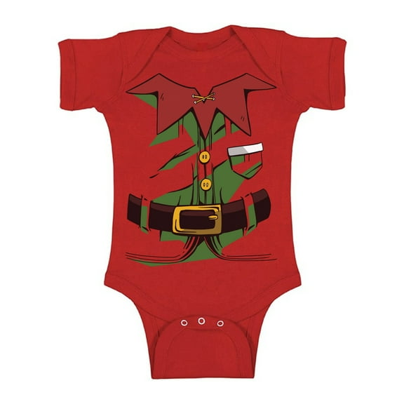 Christmas Elf Bodysuit Short Sleeve Xmas T-Shirt for Baby Boys Baby Girls Kids Elf Suit One Piece Top