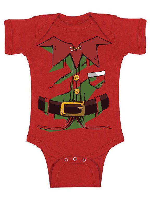 Christmas Elf Bodysuit Short Sleeve Xmas T-Shirt for Baby Boys Baby Girls Kids Elf Suit One Piece Top