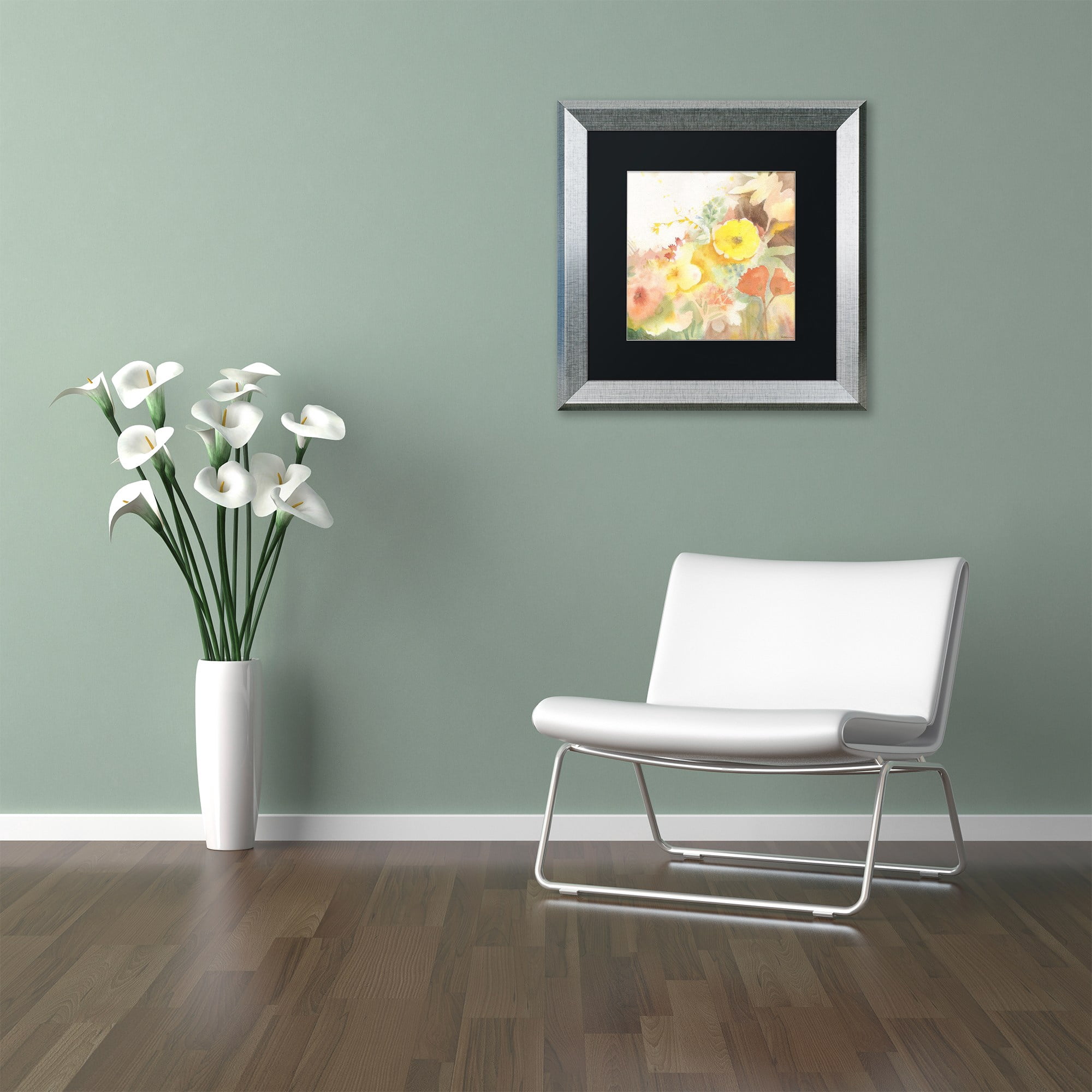 Trademark Fine Art "Yellow Path" Canvas Art by Sheila Golden, Black Matte, Silver Frame