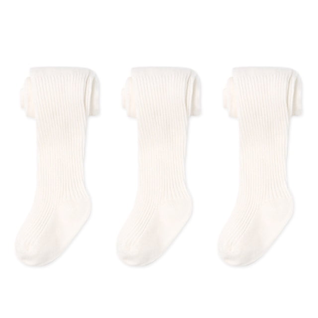 Medias para bebé para niña, pantimedias de algodón con peine de doble aguja de color sólido para primavera y otoño, alrededor de 1-3 años