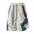 thumbnail image 2 of Ailaofu Womens Color Block Athletic Shorts Vintage Streetwear Loose Shorts with Pockets Elastic Drawstring High Waist Windbreaker Short Pants Casual Running Sport Bottoms, 2 of 8
