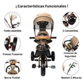 thumbnail image 3 of Triciclo Infantil Tipo Carriola con Bastón Ajustable Luz y Sonido-Caqui, 3 of 8