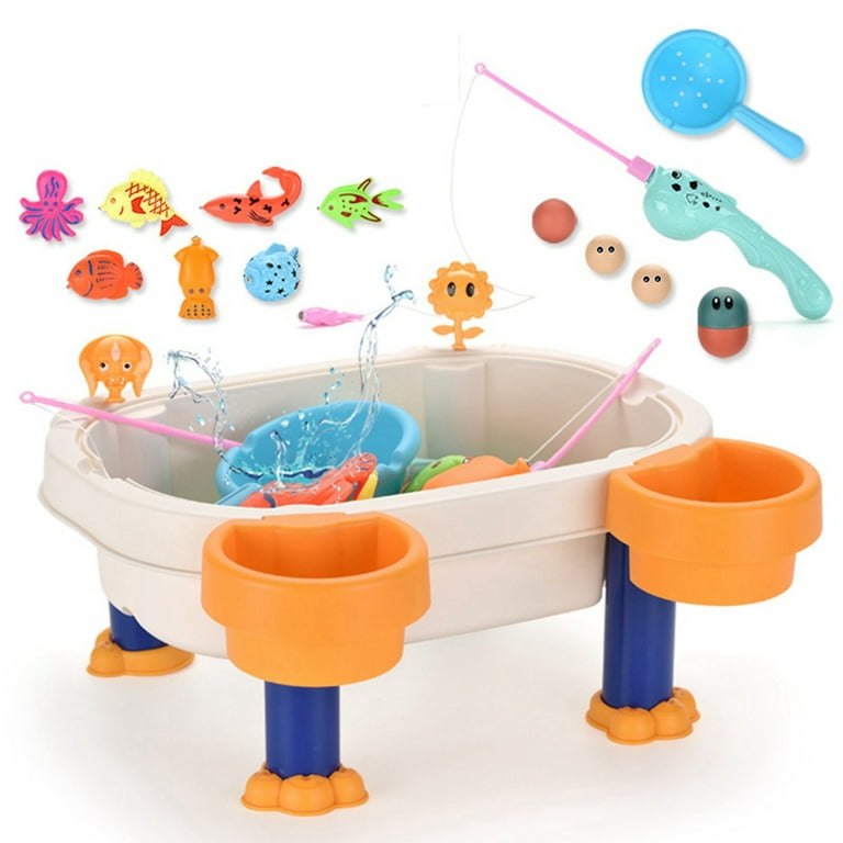 Small Mini Magnetic Fishing Game for Kids - Bath Pool Toys Set for Water  Table Learning Education Fishin for Bathtub Fun Poles Rod Net Fishes for  Kids Age 
