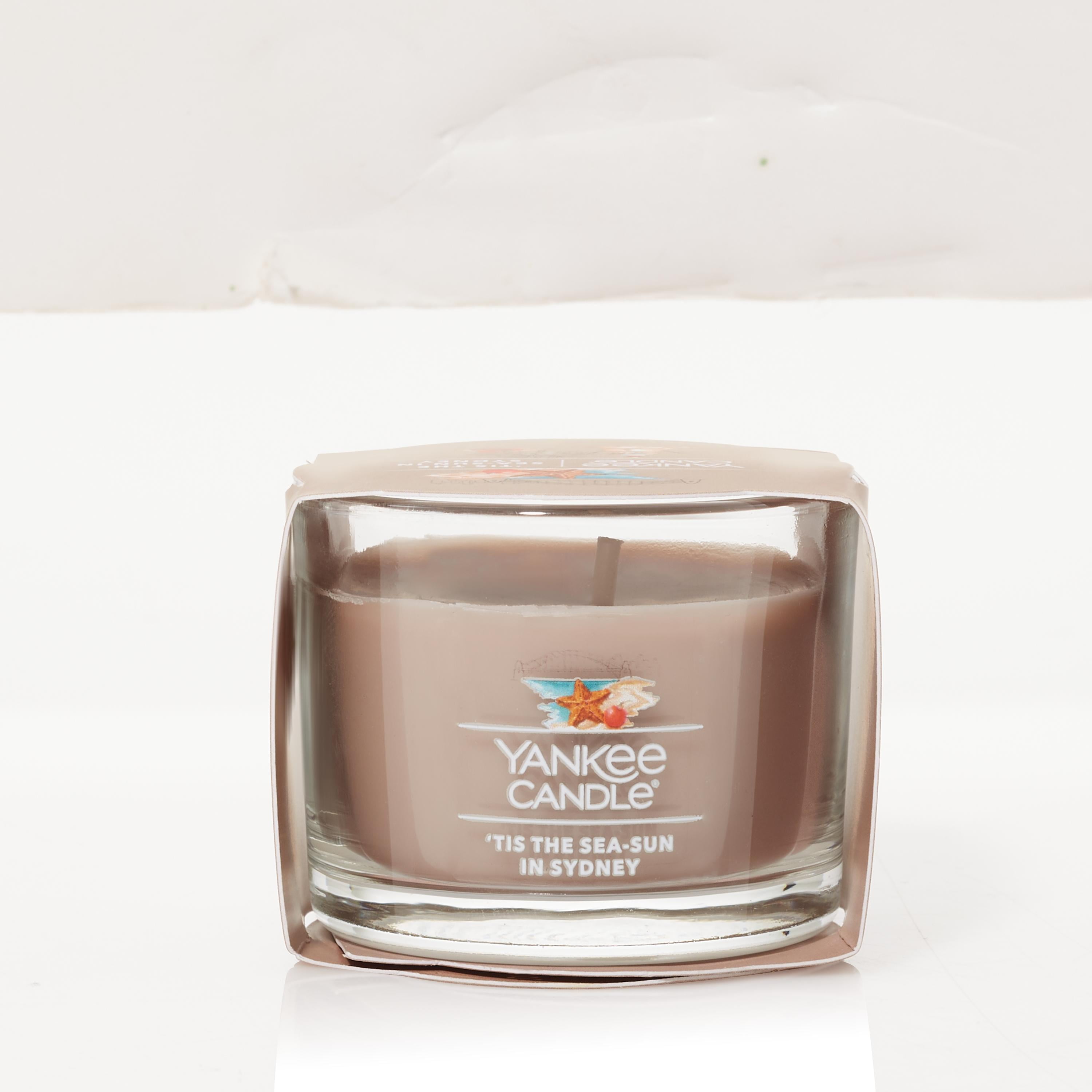 Yankee Candle Signature Votive Mini Candle Jar, Tis the Sea-Sun in Sydney Scent, Natural Soy Wax Blend Candle with Natural Fiber Wick, 1.3 oz Glass Jar (Pack of 6)