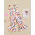 thumbnail image 3 of Bagilaanoe Toddler Baby Girl Summer Jumpsuit Sleeveless Daisy Print Romper Overalls 6M 12M 18M 24M 3T 4T Kids Flared Pants Summer Clothes, 3 of 8