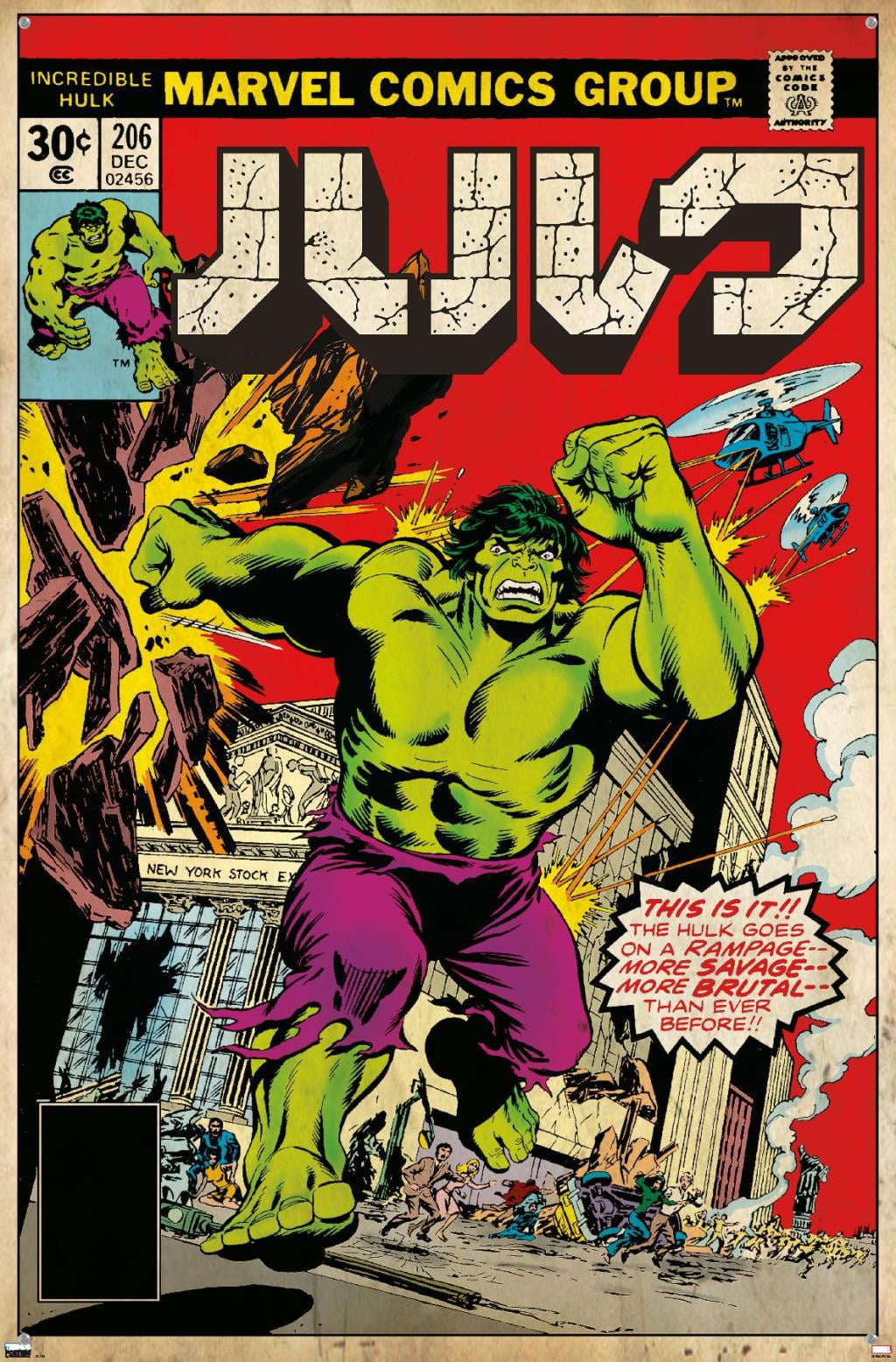 Marvel Katakana - Hulk #206 Wall Poster with Pushpins, 22.375" x 34"