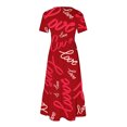 thumbnail image 3 of Robe d'Été pour Femmes 2024 Mode Grande Taille Décontractée à Manches Courtes Col Rond Robe Décontractée Fluide à Volants Maxi Robe de Plage avec Poches Robe à Imprimé de la Saint-Valentin Rabais de 50 % Liquidation!, 3 of 4