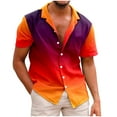 thumbnail image 3 of Mens Holiday Seaside Leisure Loose Button Stand Digital 3D Printed Shirt Short Sleeve Top, 3 of 4