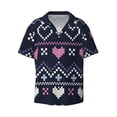 thumbnail image 2 of Lsque Pixel Heart Winter print Men's Cuban Collar Short Sleeve Shirt Summer Beachwear Casual Button Down Fashionable Vacation Leisure Shirt-4X-Large, 2 of 7