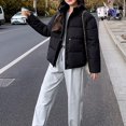 thumbnail image 4 of Sanbonepd Womens Coats Fall Winter Leisure Long Sleeve Standing Neck Parkas for Women, 4 of 7