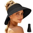 thumbnail image 2 of Summer Hollow Top Sun‑Shade Hat for Ladies Large Brim Breathable Packable Visor Cap Beach Vacation Driving Shopping Headwear, 2 of 4