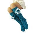 thumbnail image 4 of Genuiskids Women Juniors Cable Knitted Long Stockings Knee High Socks Winter Warm Over The Calf Socks Crochet Flower Knit Socks Leg Warmers for Teen Girls, 4 of 5