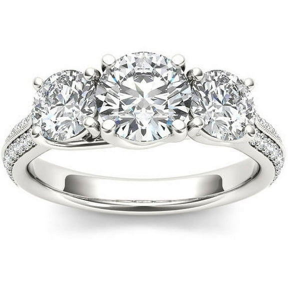 2-1/4 Carat T.W. Diamond Three-Stone 14kt White Gold Engagement Ring