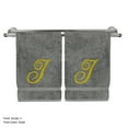 thumbnail image 3 of Monogrammed Hand Towel, Personalized Gift, 16 x 30 Inches - Set of 2 - Gold Embroidered Towel - Extra Absorbent 100% Turkish Cotton - Soft Terry Finish - for Bathroom, Kitchen and Spa - Script I Gray, 3 of 3