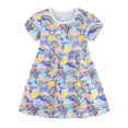 thumbnail image 4 of WIBACKER 2-7T Kids Girls Summer Casual Dresses Cotton Short Sleeve Crew Neck Dress for Toddler - 1 Piece Blue Town, 4 of 10
