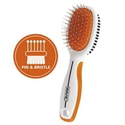 Wahl 2-in-1 Combination Medium Pin Bristle Brush for Dogs & Cats - Detangle & Smooth Oily Coats & Fur - Model 858413