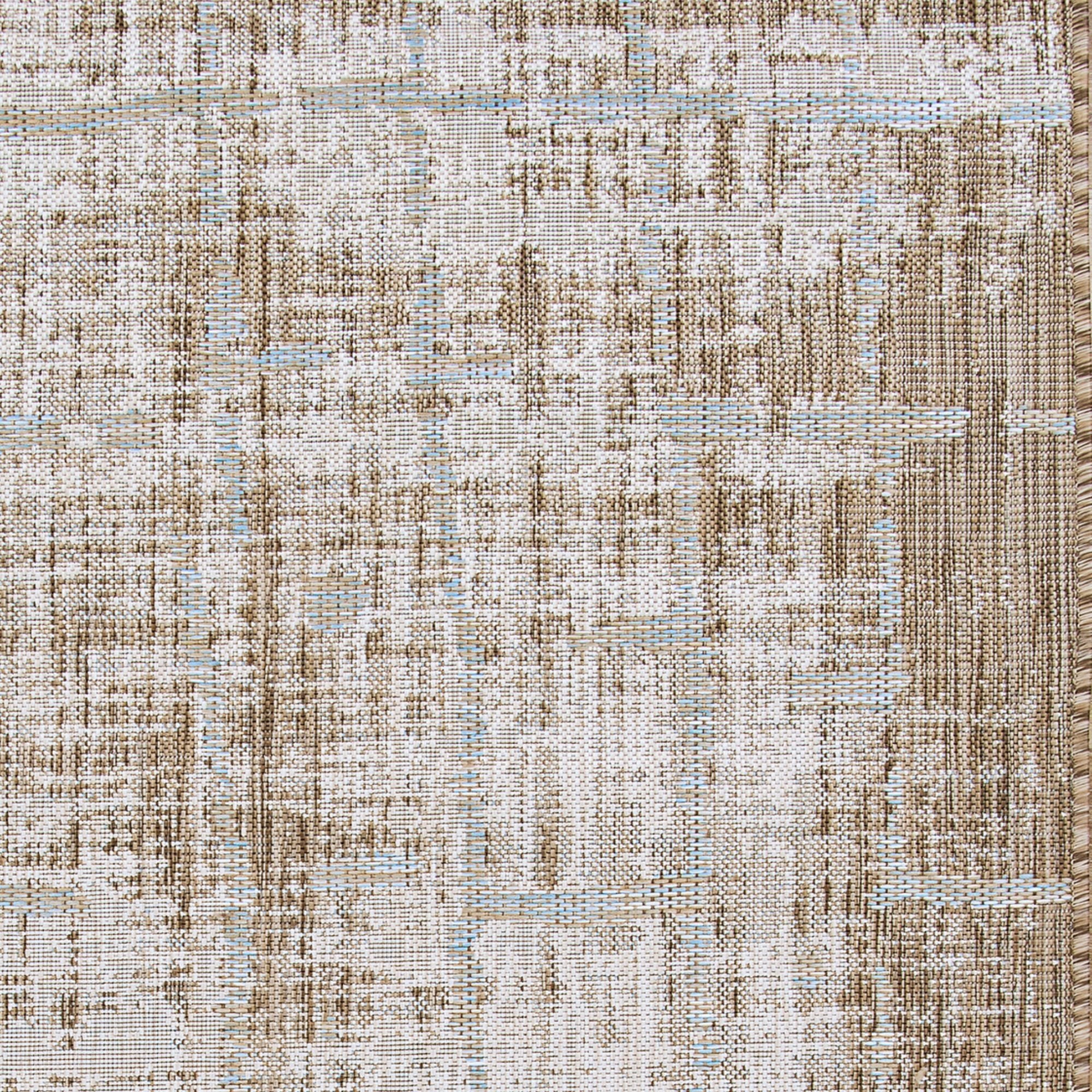 5.25' x 7.5' Brown and Ivory Contemporary Rectangular Outdoor Area Throw Rug