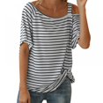thumbnail image 4 of T-Shirt à Manches Courtes Large et à Col Montant pour Femmes, 4 of 5