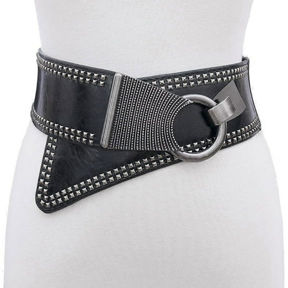 Women's Waist Belts Plus Size Dresses leather Elastic Stretch Cinch Belt with Fashion Metal Interlock Belt Buckle