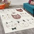 thumbnail image 2 of Cat Decorative Rug, Pets Moustache Bow Tie Hat Crown Fluffy and Fish Humor Faces Graphic, Quality Carpet for Bedroom Dorm and Living Room, 6 Sizes, Redwood Ecru, by Ambesonne, 2 of 4