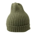 thumbnail image 2 of harmtty Beanie Hat No Brim Crimping Elastic Comfortable Breathable Keep Warm Solid Color Women Winter Knitted Beanie Cap Wild Accessories,Green, 2 of 8