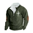 thumbnail image 2 of Aobny Green Mens Lightweight Hoodie Mock Neck Christian Pullover 1/4 Zip Tops Men Teacher Tops,L, 2 of 5