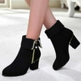 Ankle Boots for Women Side Zipper Leather Shoes Comfortable Fashion