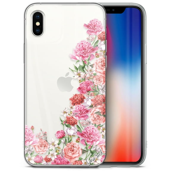 Case Yard iPhone-X Case Clear Soft & Flexible TPU Ultra Low Profile Slim Fit Thin Shockproof Transparent Bumper Protective Cover Drop Protective Cell Phone Cases (Garden Roses)