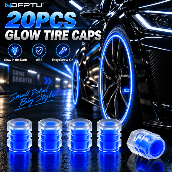 20PCS Glow in the Dark Tire Valve Stem Caps Luminous Tire Air Caps ABS Valve Covers for Cars SUVs Trucks Motorcycles Bicycles Multiple Colors