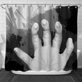 thumbnail image 1 of Edgy Black and White Shower Curtain with Pale Hand Design, 1 of 4