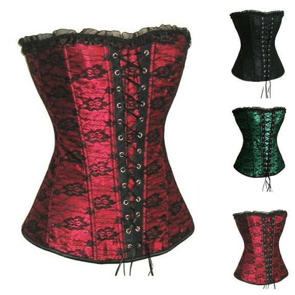 Jsaierl Corset Tops for Women Tummy Control Lace Sleeveless Halloween Costumes Renaissance Corset Push Up Bodysuit Corsets Casual Bustier Shapewear