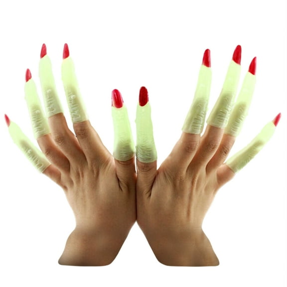 10Pcs False Nails Costume Prop Nails Luminous Witch Fingers Fake Finger Pointer False Witch Nails Witch Finger