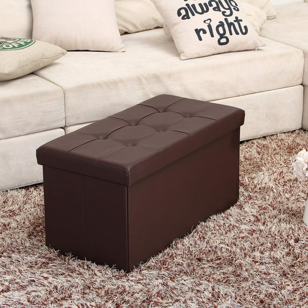 Mllieroo 30 L Faux Leather Folding, Oxford Tufted Black Leather Ottoman Square Coffee Table