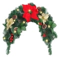 thumbnail image 1 of Corona navideña Miyuadkai de 95 cm con bayas invernales, ramas y conos. Decoraciones navideñas para buzón. 20 luces LED a pilas para fiestas navideñas en casa. Verde., 1 of 1