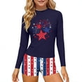 thumbnail image 2 of dazeni Girls 4th of July Swimsuit American Flag Patriotic Rash Guard Set Two Piece Long Sleeve Beach Summer Vacation Swimwear Independence Day Outfits Gray, 2 of 8