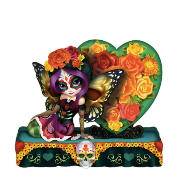 The Hamilton Collection The Forever Love Sugar Skull Parade Collection Issue #3 Peaceful Splendor Float Hand-Painted Mystical Colorful Fairy Figurine by Jasmine Becket-Griffith 4-Inches