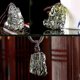 thumbnail image 3 of Collar con colgante de piedra de cristal verde natural / Collares de cuerda con colgante irregular de piedra moldavita áspera para hombres y mujeres / Energía de cristal natural St KPB, 3 of 3
