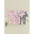 thumbnail image 3 of BemeyourBBs Western Baby Girl Cowgirl Outfit Newborn Hosptial Coming Home Outfits Infant Footed Romper Doll Collar Boots Cow Print Long Sleeve Footie Jumpsuit Fall Winter Spring Clothes, 3 of 9
