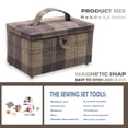 thumbnail image 4 of Medium Sewing Basket, Vintage Plaid Pattern with Sewing Accessories, Brown, 4 of 5