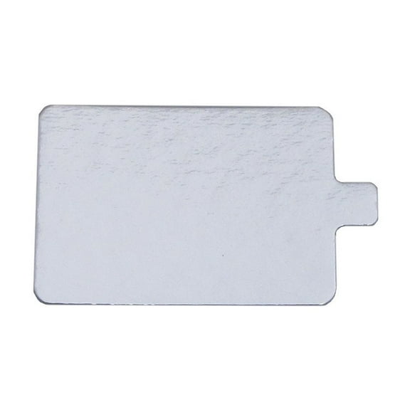 Rectangular Silver Mono-Portion Pastry Board with Tab 500, 2.75" x 4"