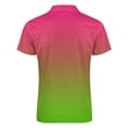 thumbnail image 5 of Pink Green Gradient Men Zipper T-shirt Summer Casual Short Sleeve T-shirt Top, 5 of 7