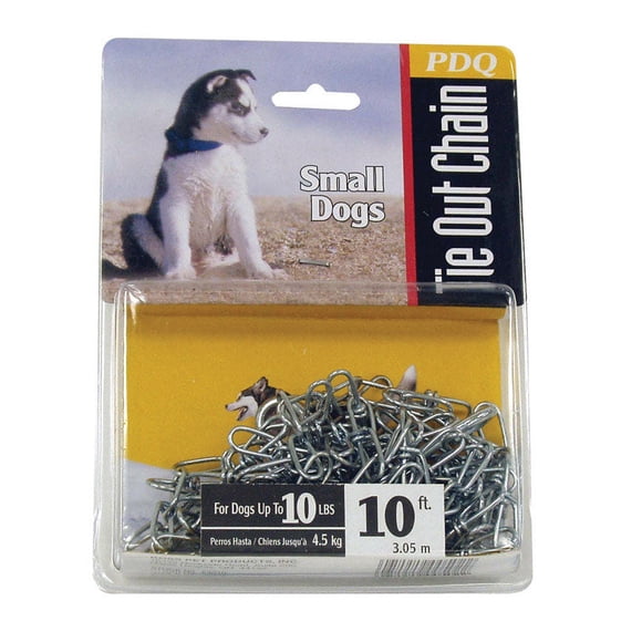 Cadena de amarre PDQ plateada giratoria de acero para perros pequeños