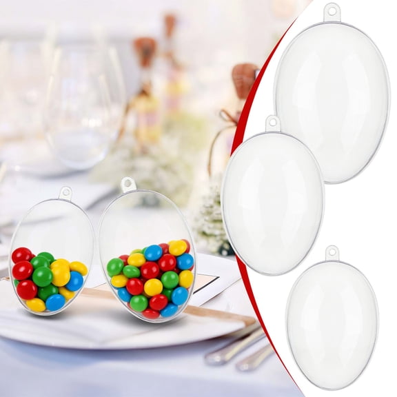 Clear Easter Eggs Fillable Empty 1.7"×2.3" Plastic Eggs Bulk for Easter Egg Hunt, Transparent Egg Shaped Ornament Candy Treat Box, DIY Craft Projects & Party Decoration