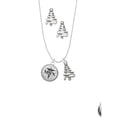 thumbnail image 2 of Delight Jewelry Silvertone Domed Black MSN Silver tone Zig Zag Christmas Tree Charm Necklace and Stud Earrings, 2 of 4