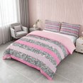 thumbnail image 2 of Homewish Geometric Stripe Duvet Cover Queen, Pink Gray Queen Bedding, Pink Reversible, 3 Pieces 1 Duvet Cover and 2 Pillowcases, 2 of 6