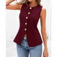 thumbnail image 6 of BTFBM Summer Sleeveless Blazer Vest For Women Dressy Button Down Round Neck Business Casual Outfits Work Suit Vests Tops, 6 of 7
