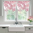 thumbnail image 4 of Spring Peach Flowers Tie Up Curtains 45 Inches Long, Kitchen Window Curtains Over Sink, Pink Botanical Floral Leaves Branch Small Window Curtains Shade Balloon Curtains Valances for Bedroom 34"x45", 4 of 8