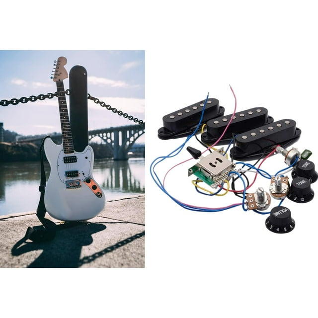 Guitar Pickup Set with Pickup Potentiometer Line Circuit Single Single Single Pickup for ST Electric Guitar Instrument Parts , Black