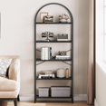 thumbnail image 3 of Bookcase 5-Tier Arched Metal Bookshelf – Tall Open Storage Rack for Bedroom, Living Room, Home and Office, 3 of 8