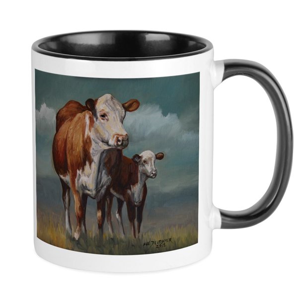 CafePress Hereford Cow And Calf In Pasture Mug Unique Coffee Mug